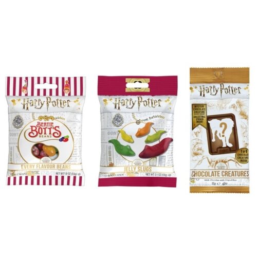 фото Набор сладостей jelly belly конфеты гарри поттера bertie bott's 54 гр. + мармелад jelly slugs 59 гр. + шоколад фантастические твари 15 гр. (3 шт.)