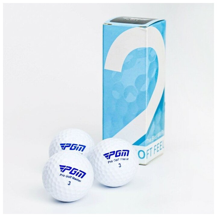 PGM Мячи для гольфа "Soft Feel" PGM, двухкомпонентные, d=4.3 см, набор 3 шт, белые