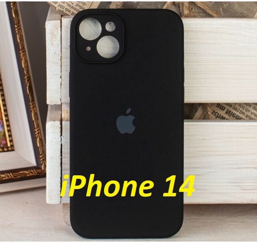 Чехол ЭКОLАЙН, для iPhone 14, силикон, soft touch, ударопрочный, цвет черный