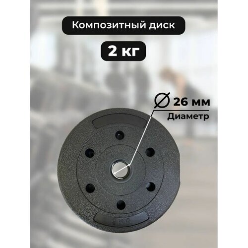 Диск (блин) 2кг пластиковый BARFITS, 26мм, 2 шт