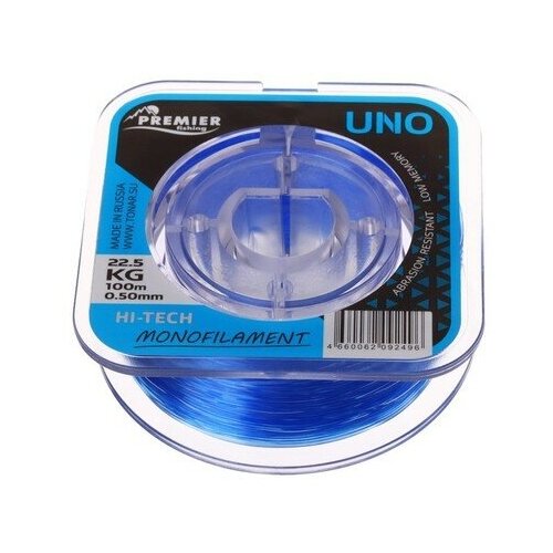 Леска Preмier Fishing UNO, диаметр 0.5 мм, тест 22.5 кг, 100 м, голубая 9661120