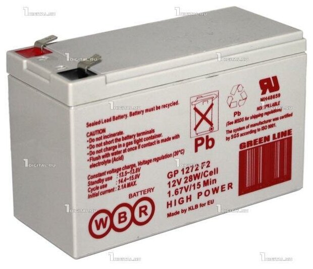 Аккумулятор WBR GP-1272 (28W) (12В, 28Вт/Эл / 12V, 28W / вывод F2)