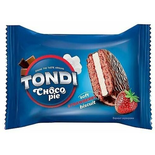 Tondi, choco Pie клубничный, короб 2.13кг по 30 г