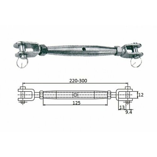 Талреп со стопорн. болт М10 220-300 мм