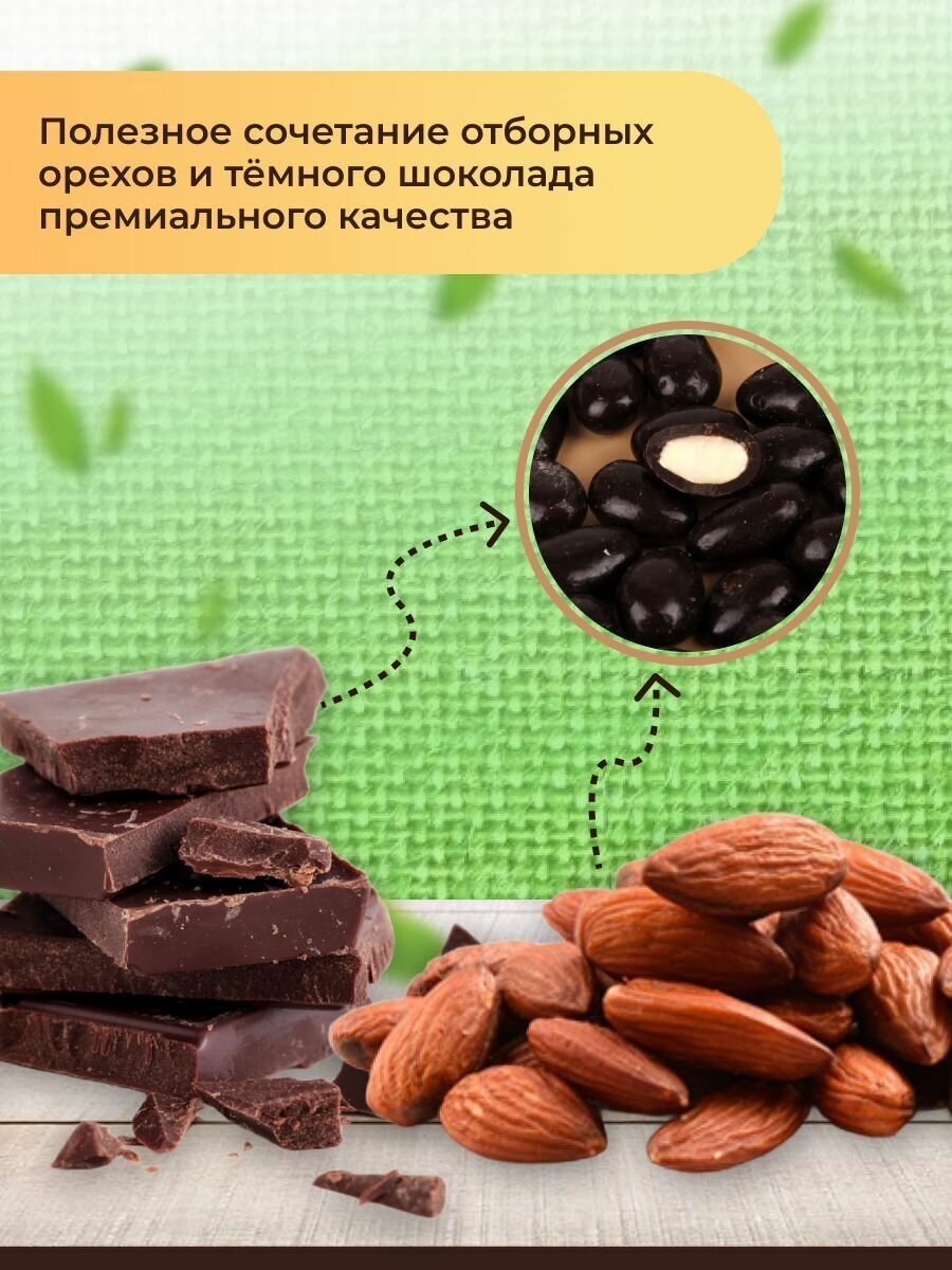 Миндаль в темном шоколаде, конфеты-драже в глазури 200 грамм, сладкий подарок от Планета шоколада PSR00092 - фотография № 2