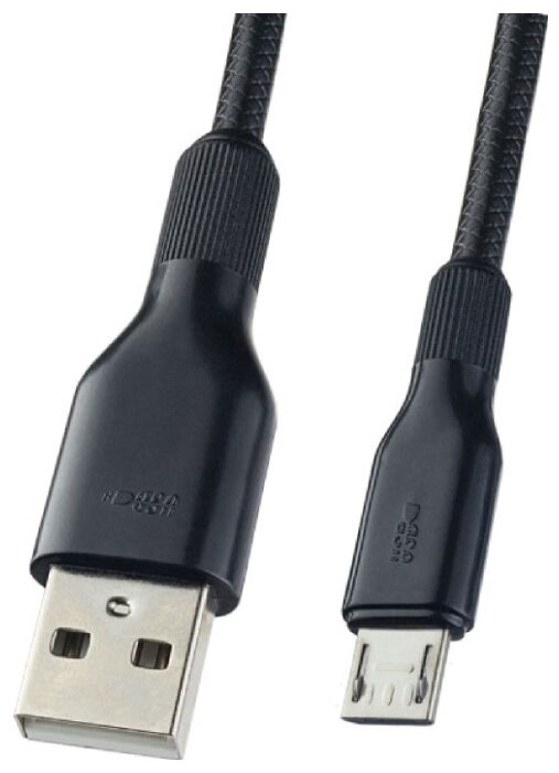 Мультимедийный кабель USB2.0 A вилка - micro USB вилка, силикон, черный, длина 1 м, бокс (U4807)