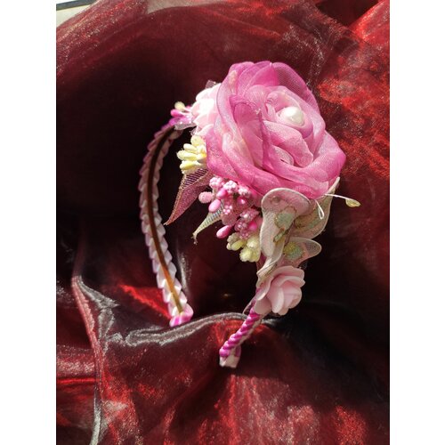 Ободок для девочки Букетик роз ручной работы, украшение а 052 букетик милых роз