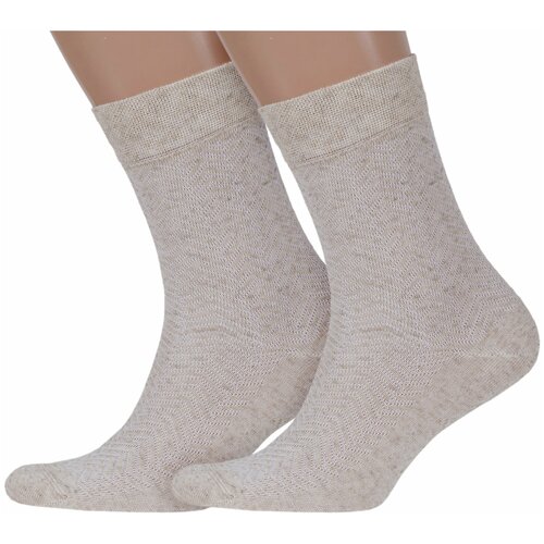 Комплект из 2 пар мужских носков Брестские (БЧК) из хлопка и льна рис. 033, натуральные, размер 25 (40-41)