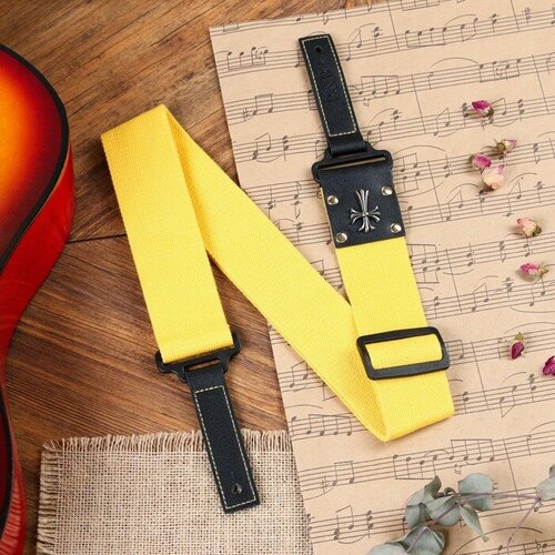 Ремень для гитары Music Life Крест, желтый, 95-155 см Music Life 9670247 .