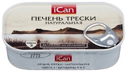 ICan Печень трески натуральная, 115 г