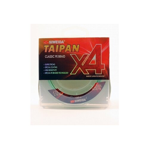 фото Леска плетеная swd "taipan classic pe braid x4", 0,18 мм, 135 м (10,45 кг, light-green) siweida