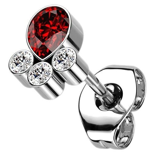 Серьги одиночные DG Jewelry, фианит, серебряный, красный серьги одиночные rushev фианит серебряный