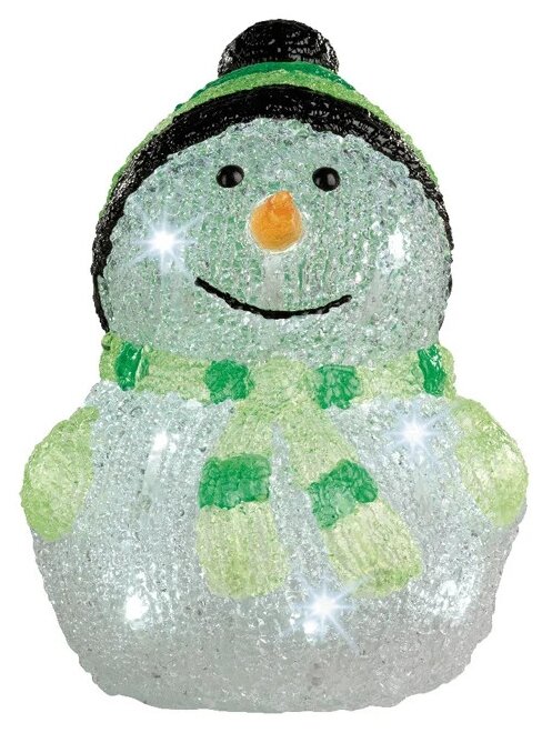 Kaemingk Светящаяся фигура Снеговик Frosty Green 24 см, 20 LED ламп, на батарейках, IP44 9492144