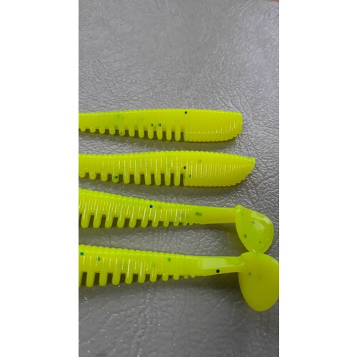 Силиконовая приманка Аваруна (Easy Shad) 100мм (5шт) Лимон (Сhartreuse).