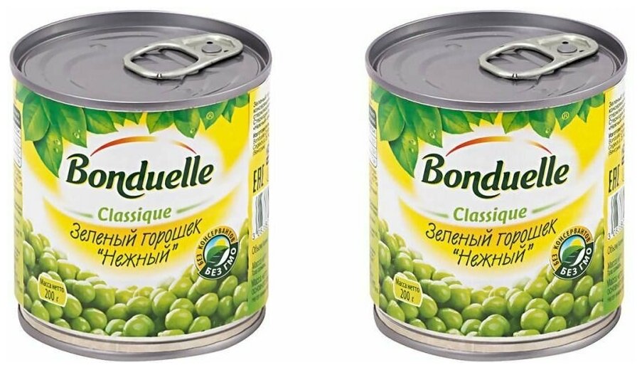 Bonduelle Овощные консервы Горошек зеленый, 200 г, 2 шт
