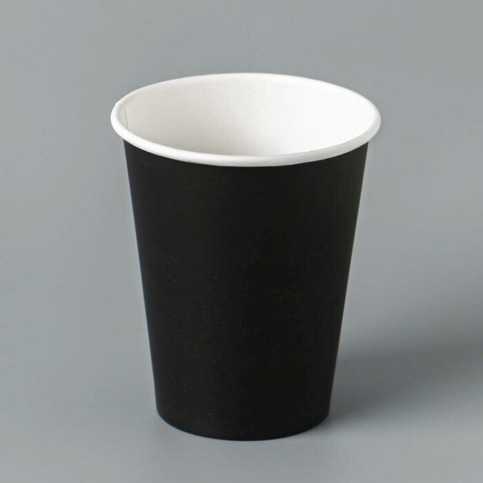 Стакан бумажный "Чёрный" для горячих напитков, 160 мл, диаметр 70 мм(50 шт.)