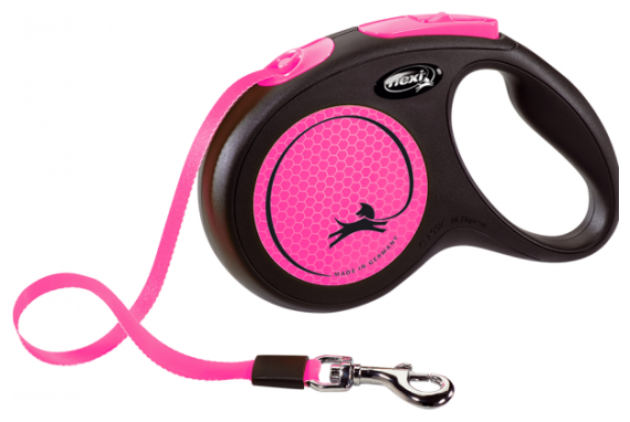 Поводок-рулетка Flexi New Neon tape M, 5 м, 25 кг, розовый