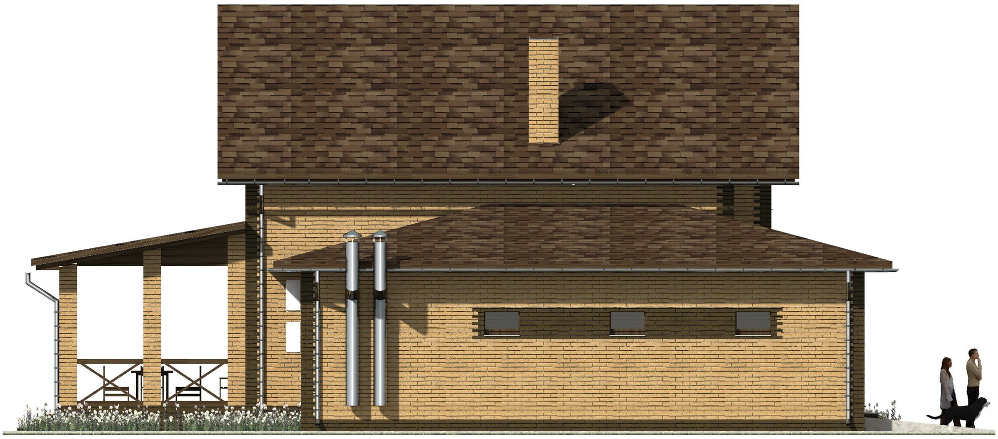 Готовый проект двухэтажного дома с гаражом из газосиликатного блока с облицовкой из керамического облицовочного кирпича площадью 131,7 кв.м - фотография № 11