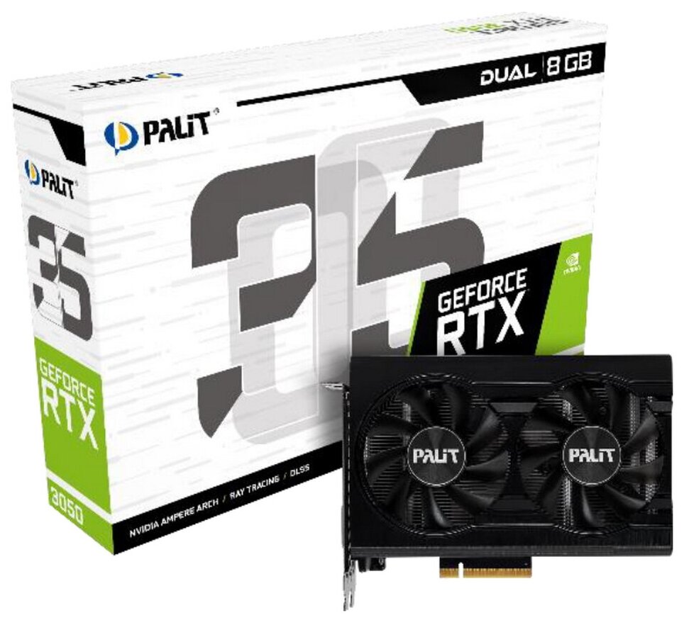 Видеокарта Palit PCI-E nVidia GeForce RTX 3050 8Gb PA-RTX3050 DUAL (NE63050018P1-1070D)