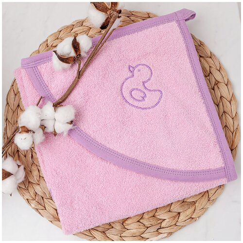 Детское полотенце-уголок для купания, 75*75 см., цвет розовый
