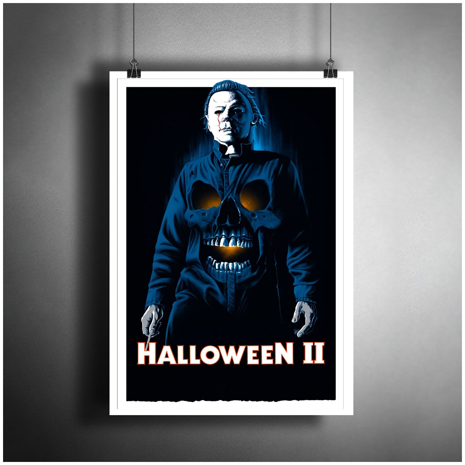 Постер плакат для интерьера "Фильм: Хэллоуин 2. Майкл Майерс. Halloween II"/ Декор дома, офиса, комнаты A3 (297 x 420 мм)