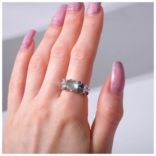 фото Кольцо queen fair, нержавеющая сталь, бижутерный сплав, искусственный камень, ручная работа, безразмерное