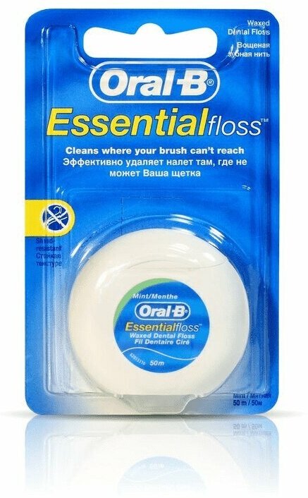 Зубная нить Oral-B Essential Floss 50 м вощеная мятная