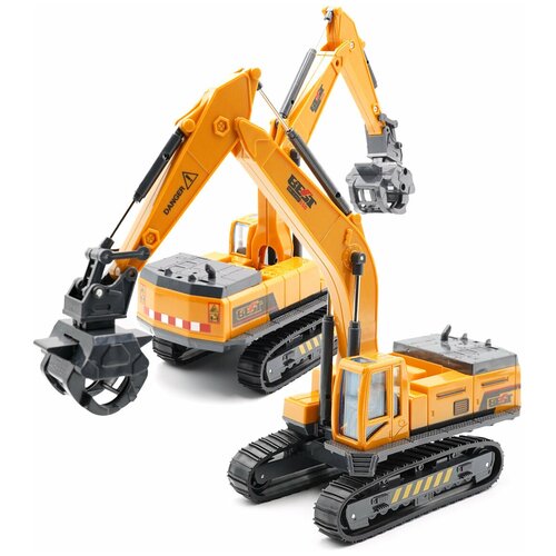 фото Игрушечная строительная техника - гусеничный трактор с трубозахватом 1:55 / 27 см. msn toys