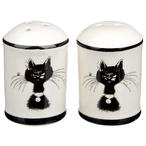 фото Набор для соли и перца, керамика, 4.7х6.6 см, millimi "черный кот"