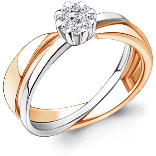 фото Золотое кольцо aquamarine 961615к с бриллиантом diamant-online