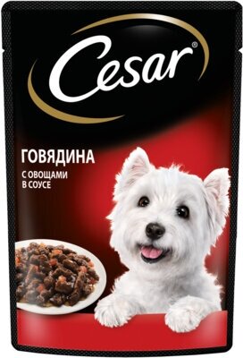 Cesar Паучи для взрослых собак с говядиной и овощами в соусе 85г 10222809 0,085 кг 43487 (50 шт)