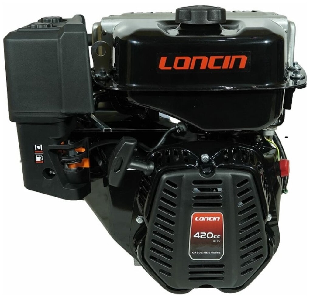 Двигатель бензиновый Loncin LC190FA (A type) D25 5А (лодочная серия 15л. с 420куб. см вал 25мм ручной старт катушка 5А)