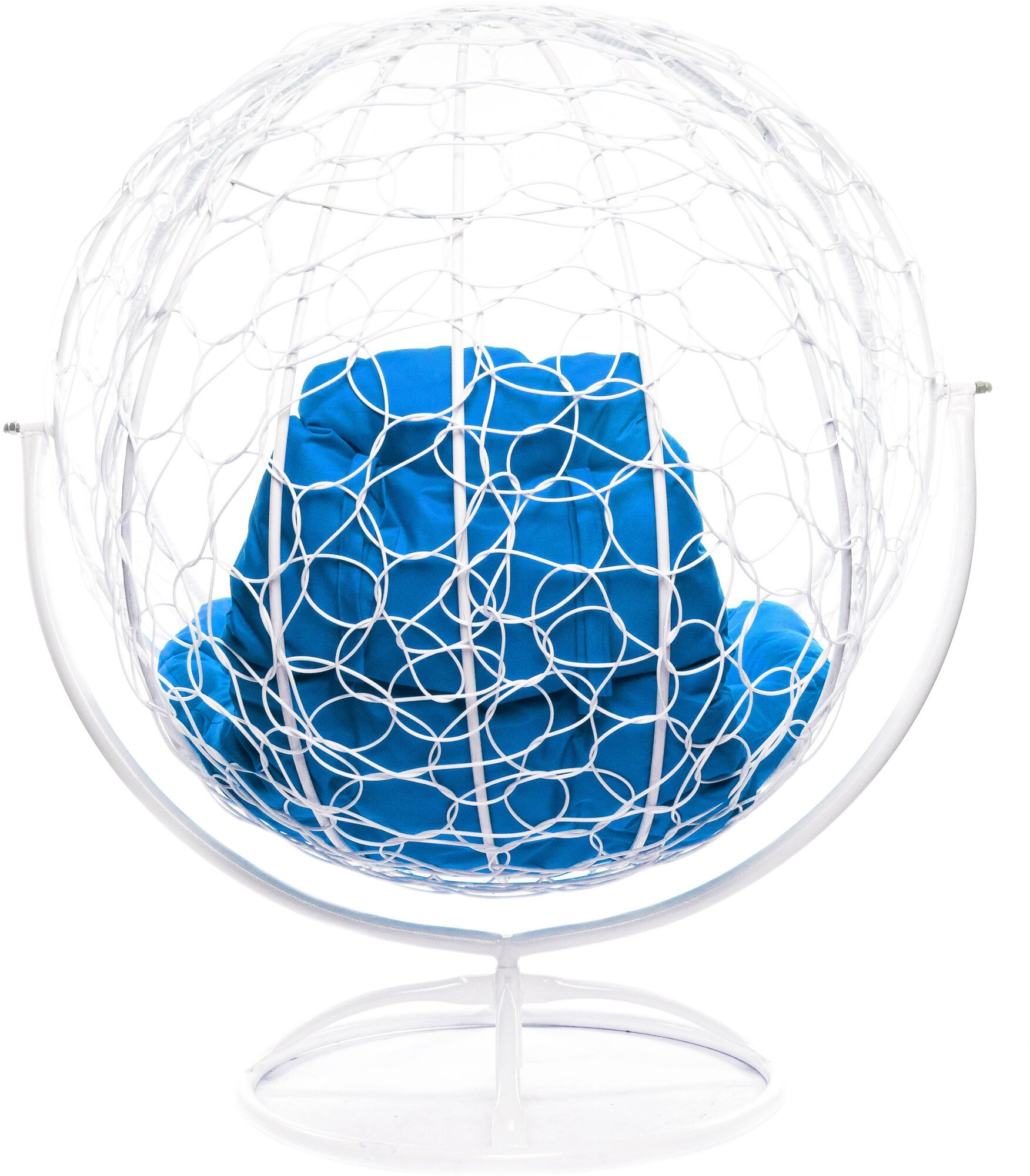 Кресло садовое M-Group круг вращающийся ротанг белый, синяя подушка - фотография № 7