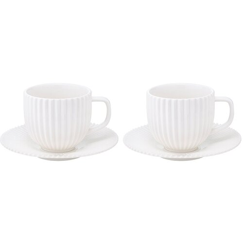 Набор из двух чайных пар из чашки и блюдца для чая и кофе белого цвета из коллекции Edge 250мл Tkano TK22-TW_TC0007 1640₽