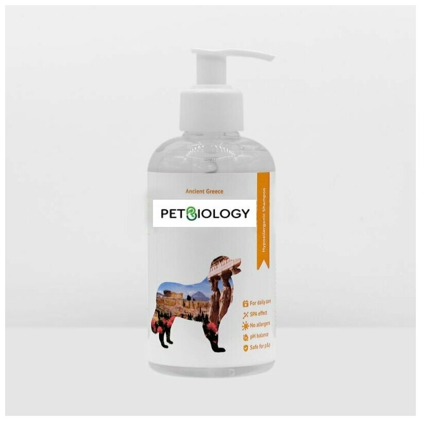 Шампунь PETBIOLOGY гипоаллергенный для собак и щенков с 3-х месяцев, Греция, 300 мл