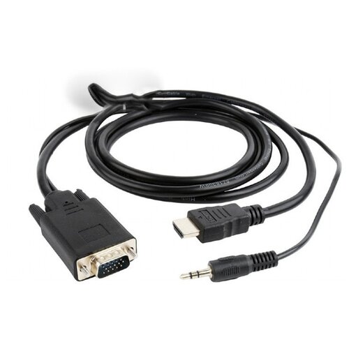 Кабель Gembird Cablexpert HDMI-VGA 19M/15M + 3.5Jack 5m Black A-HDMI-VGA-03-5M аксессуар gembird cablexpert displayport to hdmi 20m 19m 5m black cc dp hdmi 5m