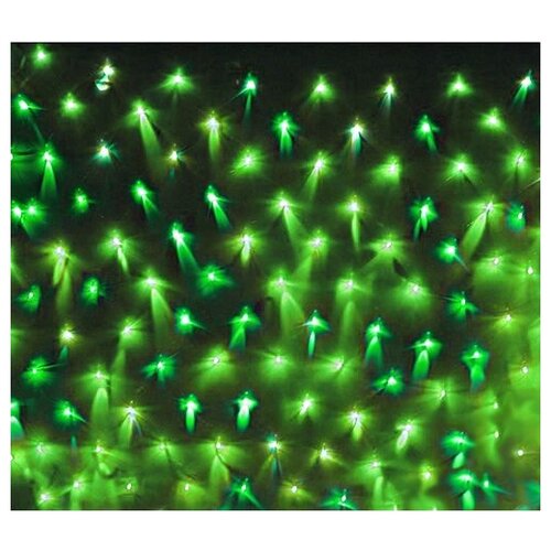 фото Электрогирлянда сетка 144 зеленых led огней 1,5х1 м, уличная, коннектор, snowhouse ntld144-g-e