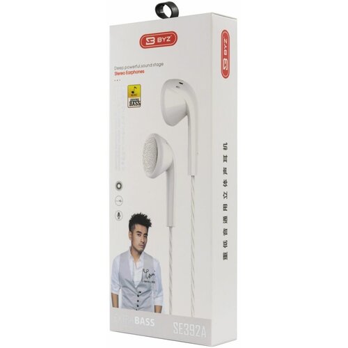 Наушники проводные BYZ SE392A вкладыши с микрофоном 12 метра белый 51200₽