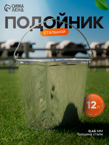 Изображение товара Ведно - подойник хозяйственное, 12 л, нержавеющая сталь, ГОСТ, цвет серебристый