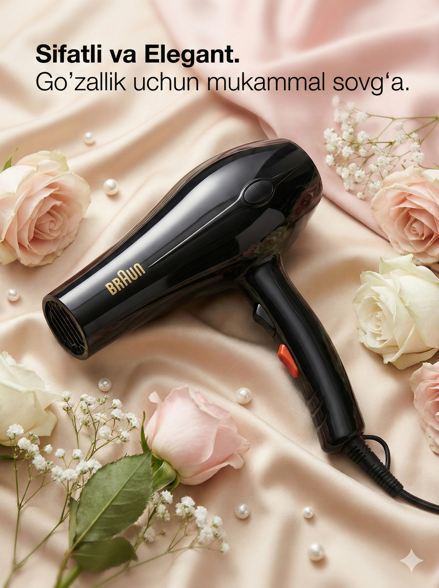 Профессиональный фен для волос BRAUN MRM-779 3000W с 2 скоростями и холодным обдувом