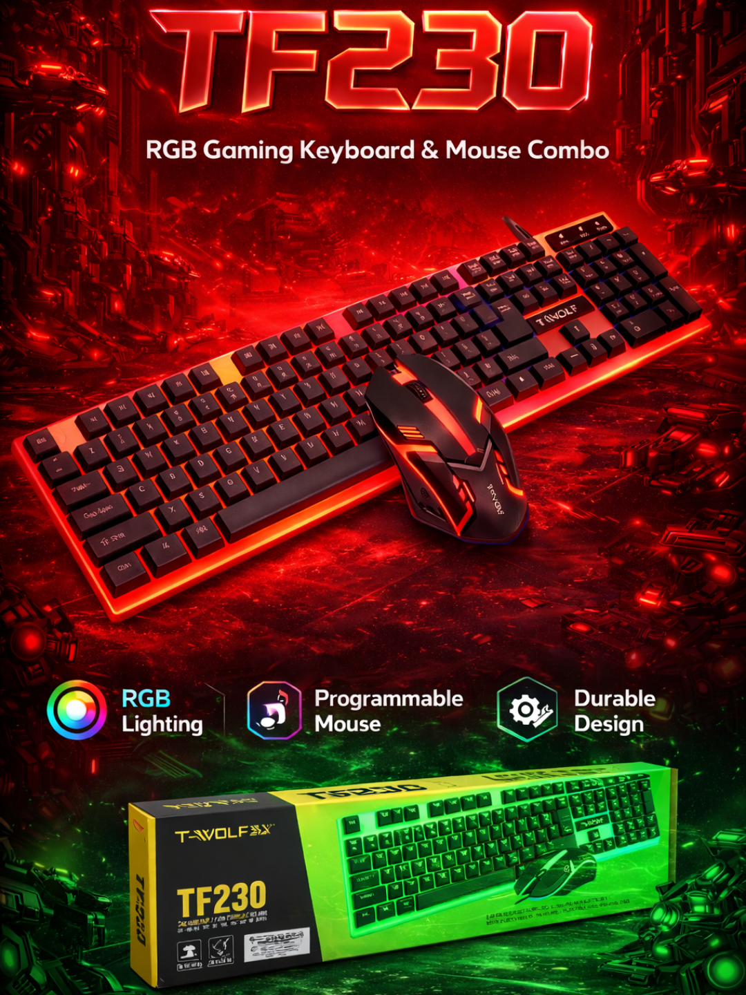 Игровая клавиатура TF230 — удобная модель с быстрым откликом клавиш и современным дизайном для комфортной игры
