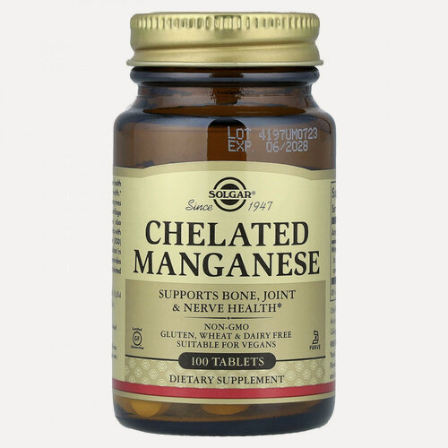 Изображение товара Solgar, хелатный марганец, 100 таблеток (8 мг в 1 таблетке)