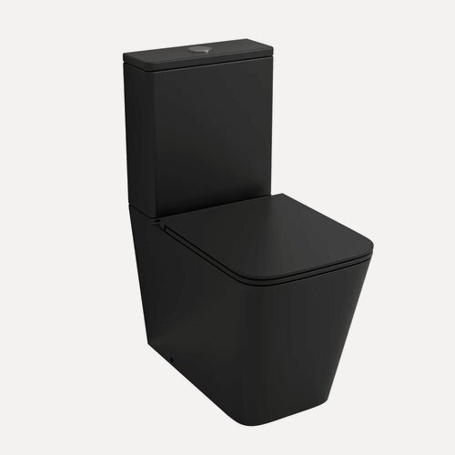 Изображение товара Унитаз-компакт напольный Grossman GR-4418BMSQ с микролифтом, безободковый, антивсплеск, фаянсовый, черный, матовый, прямоугольный, с нижним подводом, сиденье для унитаза в комплекте