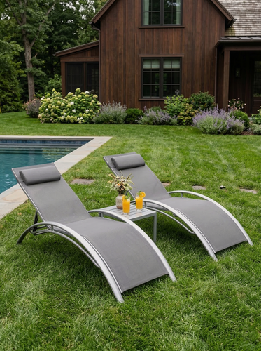 Изображение товара Комплект шезлонгов из алюминия с регулировкой наклона спинки Тенерифе Дуэт (Tenerife Duet), серый