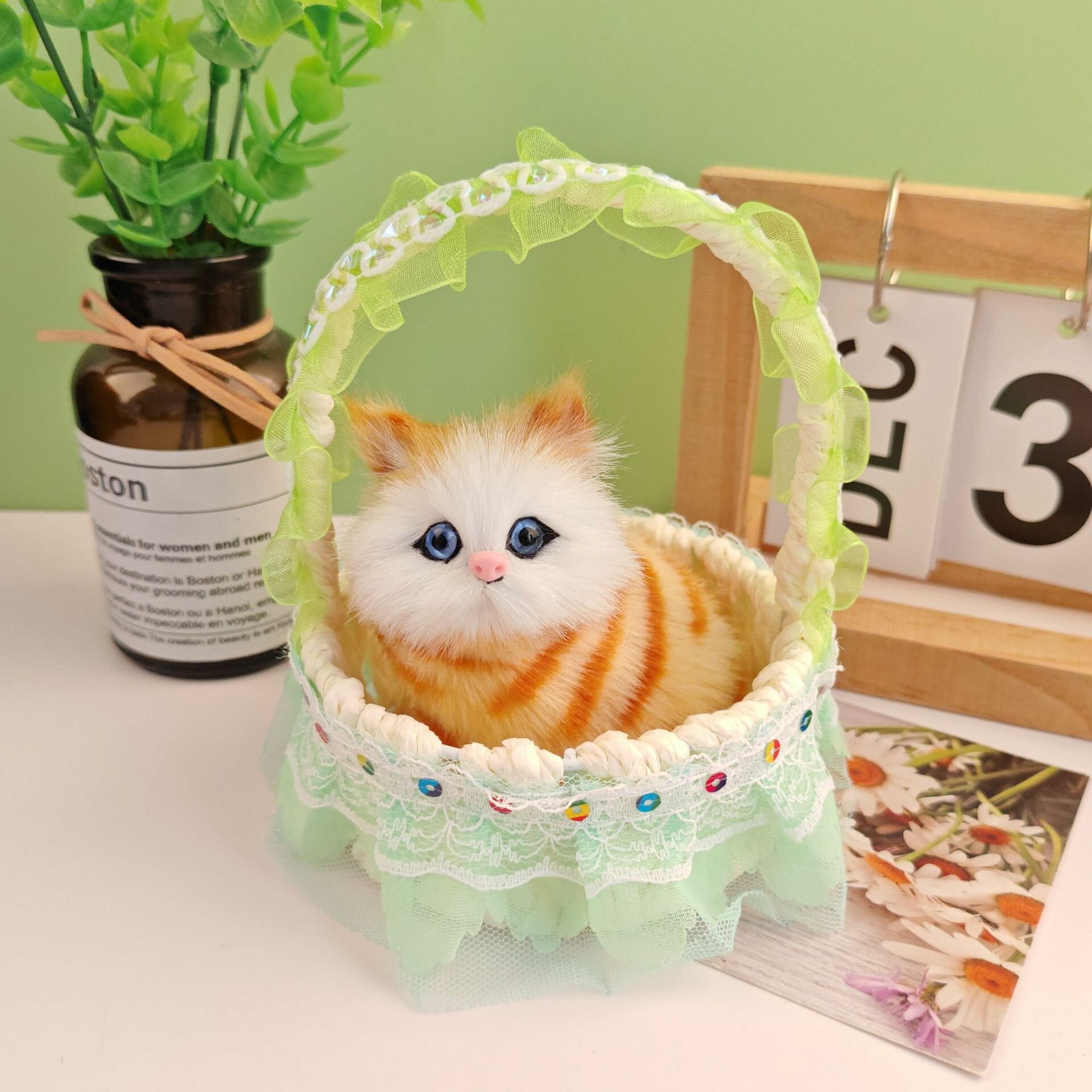 Блестящая корзина-игрушка для кошек с имитацией мяуканья, зеленая, интерактивный аксессуар для кошек и котят