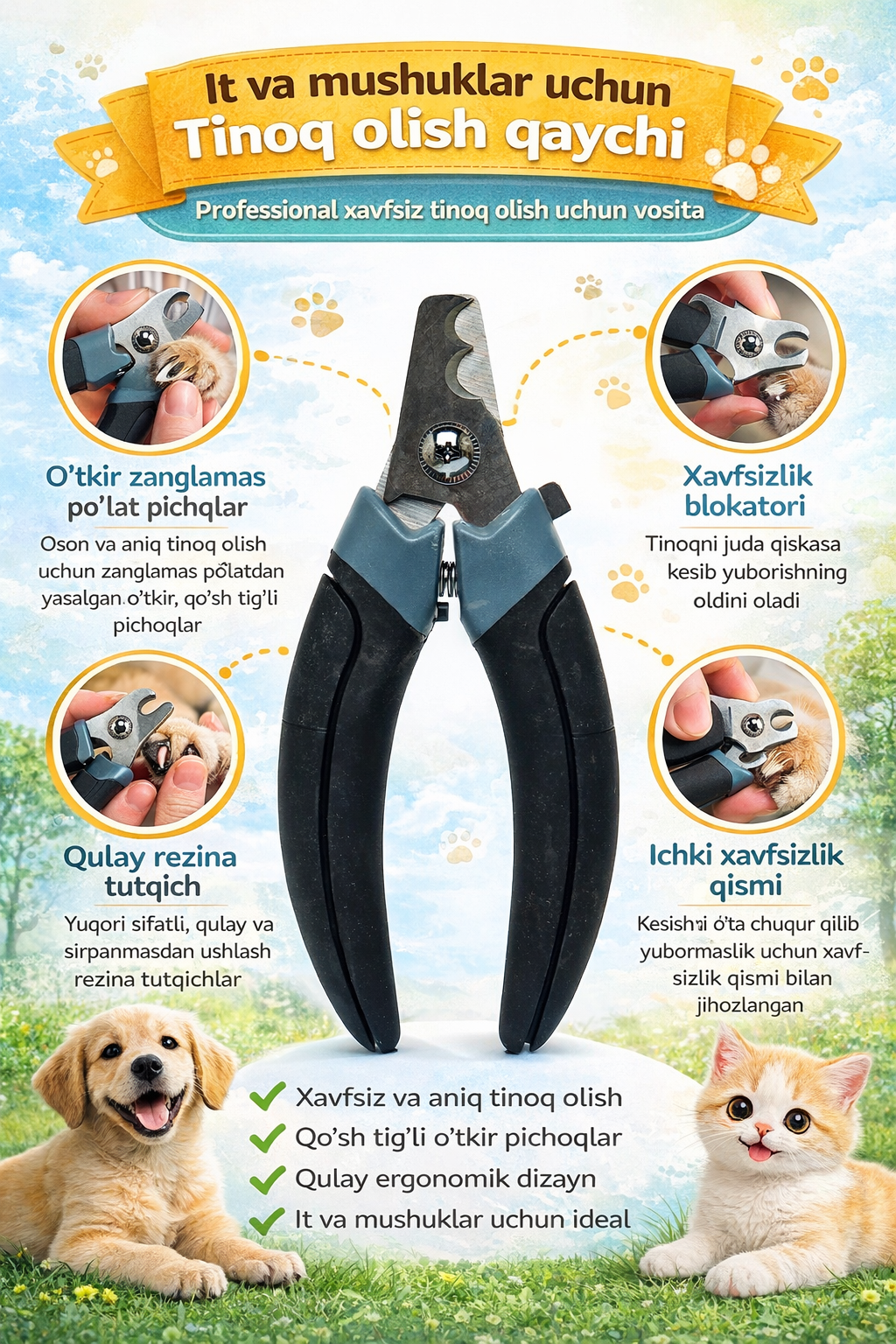 Кусачки для ногтей для кошек и собак, Черный
