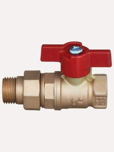 Изображение товара Кран для воды БАЗ 1 дюйм с американкой и ручкой — надежная запорная арматура для инженерных систем водоснабжения