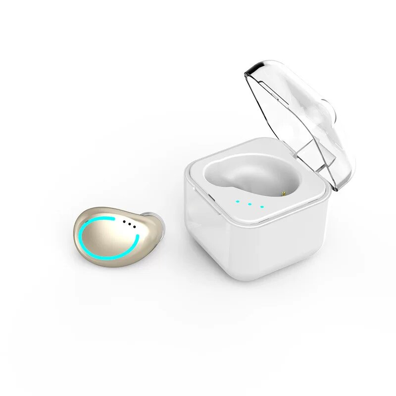 Мини-невидимые Bluetooth-наушники с одним наушником, вставные, с кейсом, длительным сроком службы, шумоподавлением для
