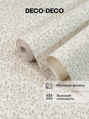 Изображение товара Обои флизелиновые виниловые Julie 6033-02 Deco-Deco, листочки, для спальни, гостиной, кухни, коридора, детской, метровые
