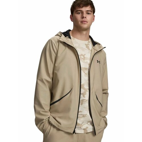фото Толстовка спортивная under armour ua unstoppable woven jacket, размер sm, , бежевый